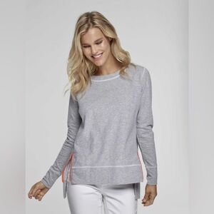 Lisa Todd Zip It Cashmere Cotton Blend Sweater, featuring orange side zippers